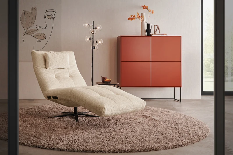 KAWOLA Relaxliege LETICIA motorisch Stoff beige