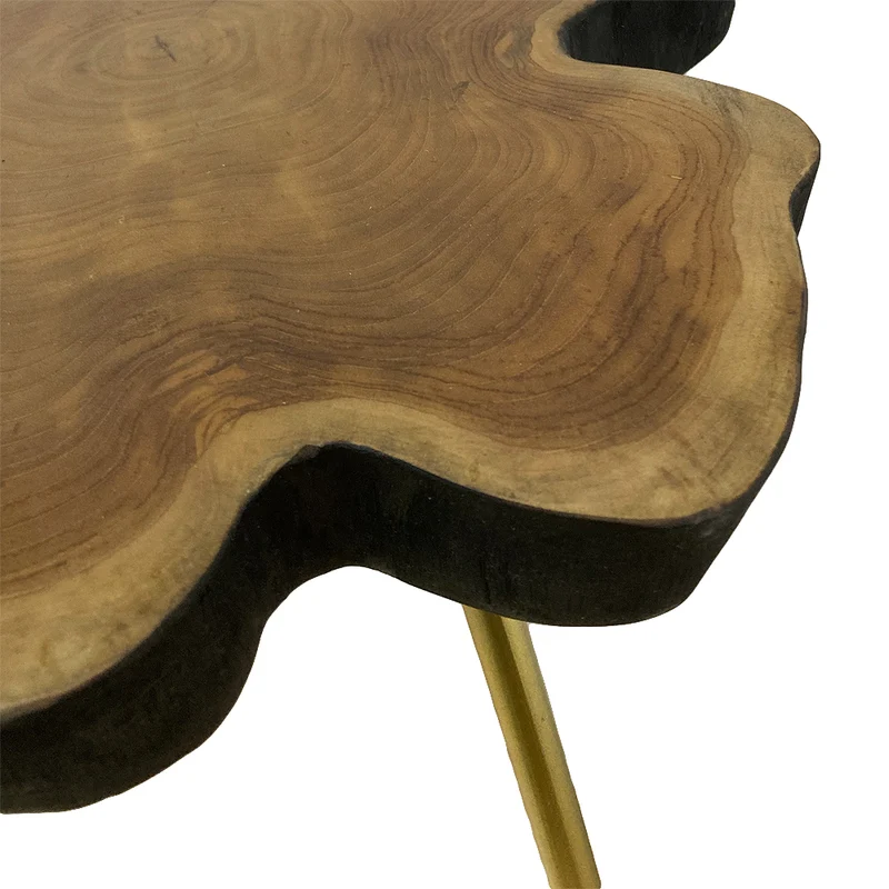 Einzigartiger Teak Beistelltisch ANOMALA-XL ca. D50-55cm Natural
