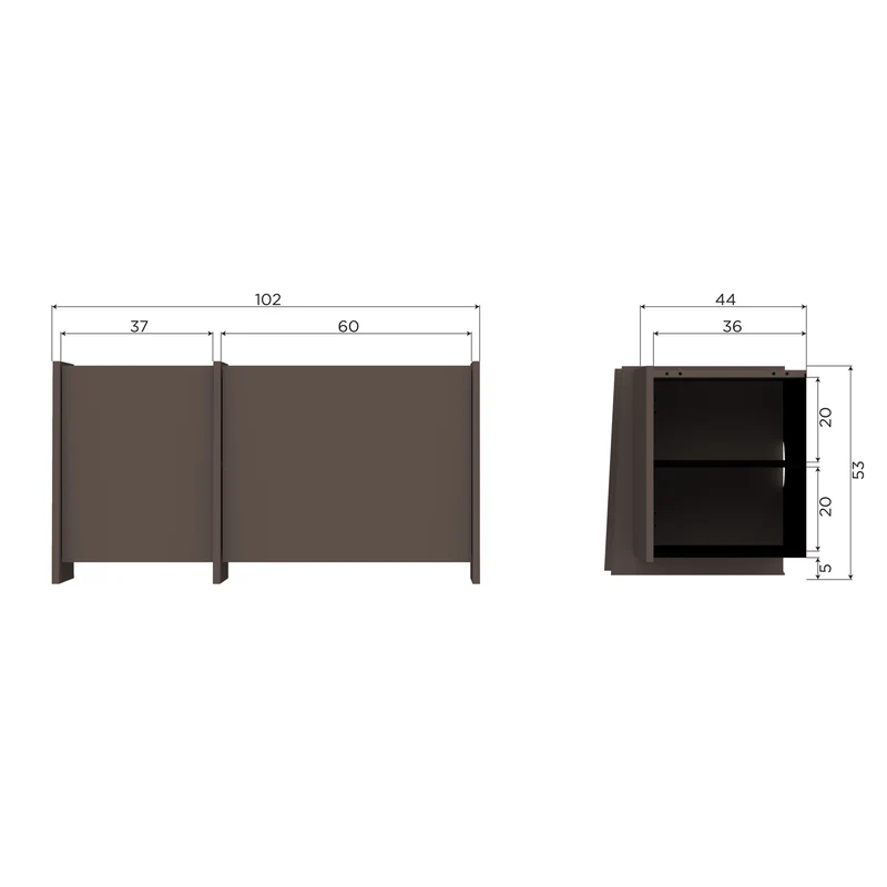Brock tv-möbel 102 cm asche furnier mittelbraun