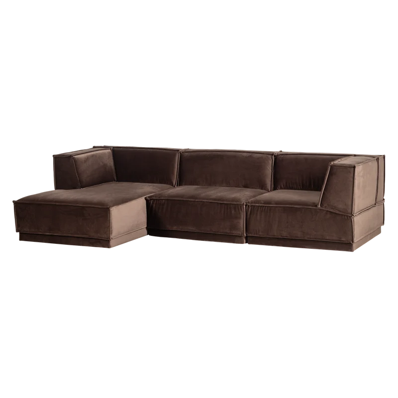 Manu chaise longue sofa links velvet braun