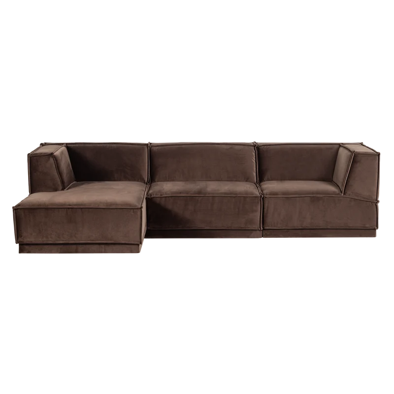 Manu chaise longue sofa links velvet braun