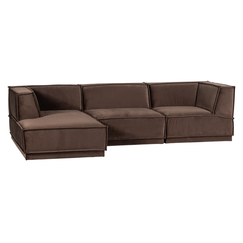 Manu chaise longue sofa links velvet braun