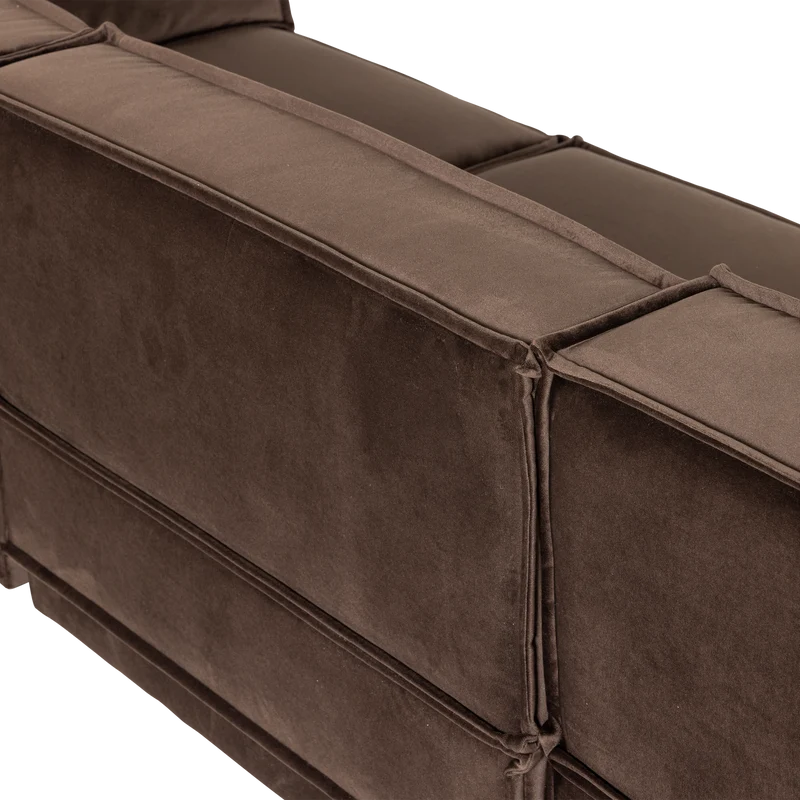 Manu chaise longue sofa links velvet braun