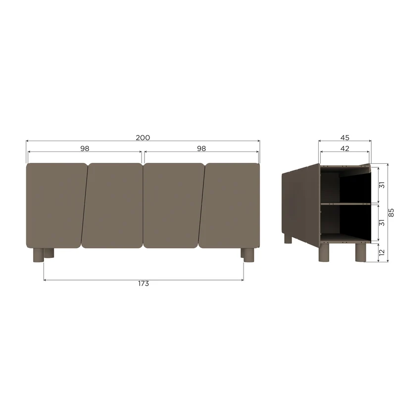 Root kommode 200 cm kiefer truffle braun