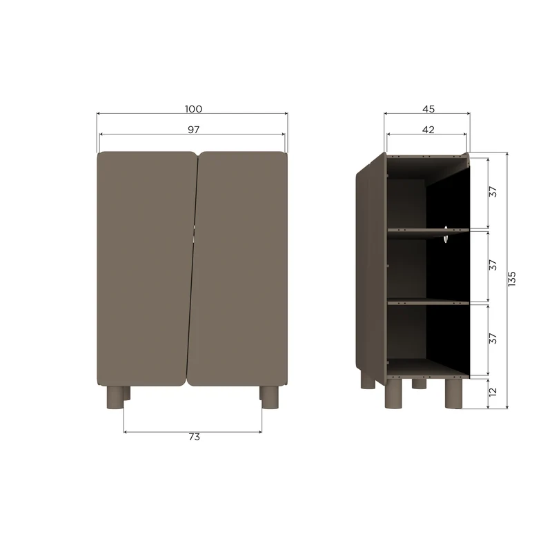 Root 2-türen schrank kiefer truffle braun
