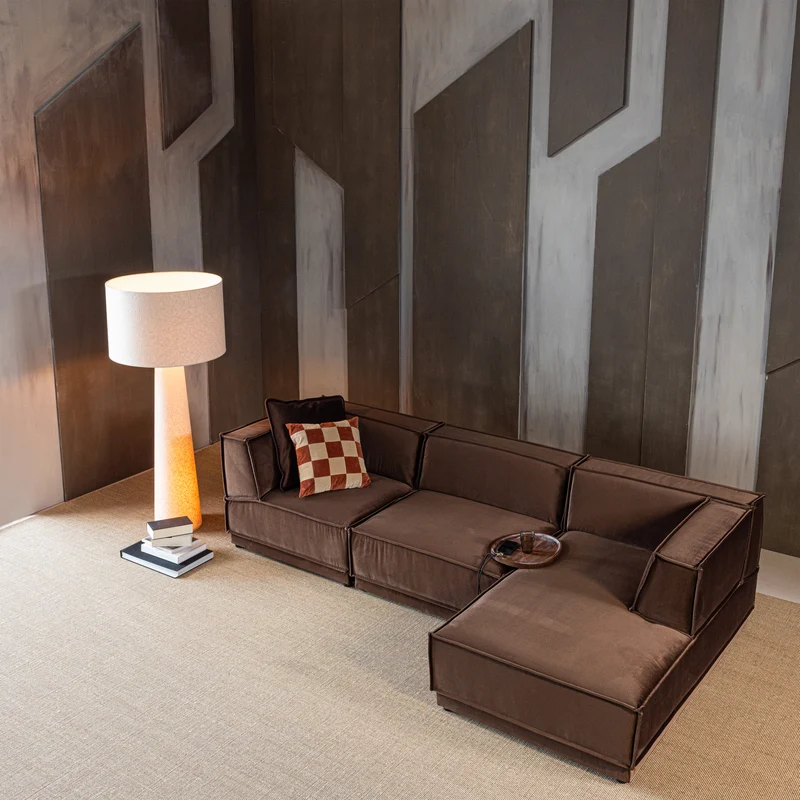 Manu chaise longue sofa rechts velvet braun