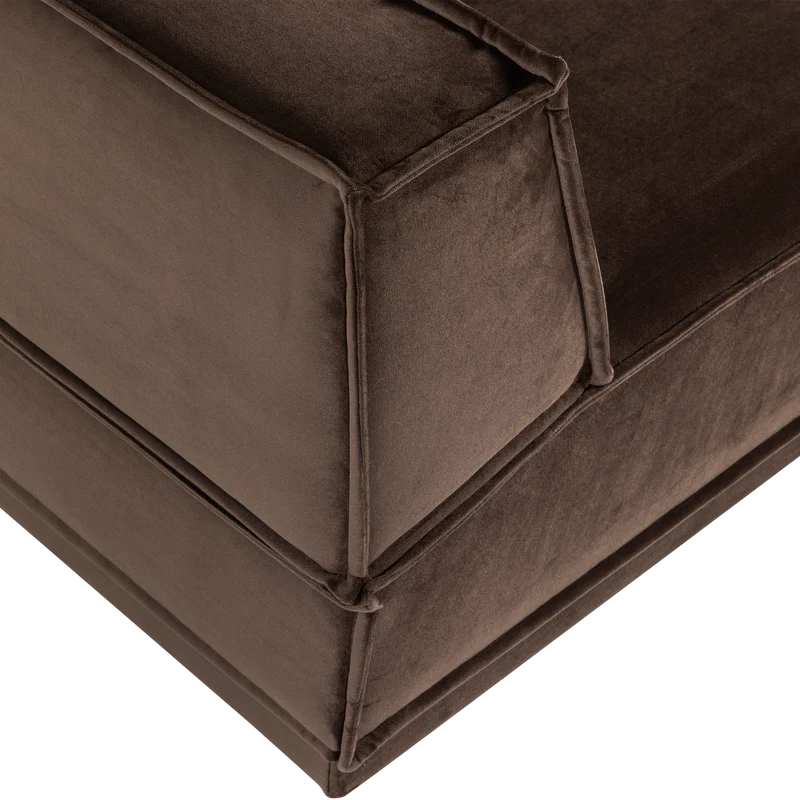 Manu chaise longue sofa rechts velvet braun