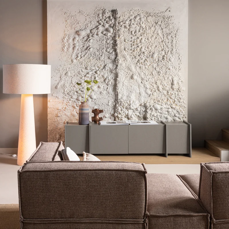 Brock tv-möbel 200 cm asche furnier warmes grau