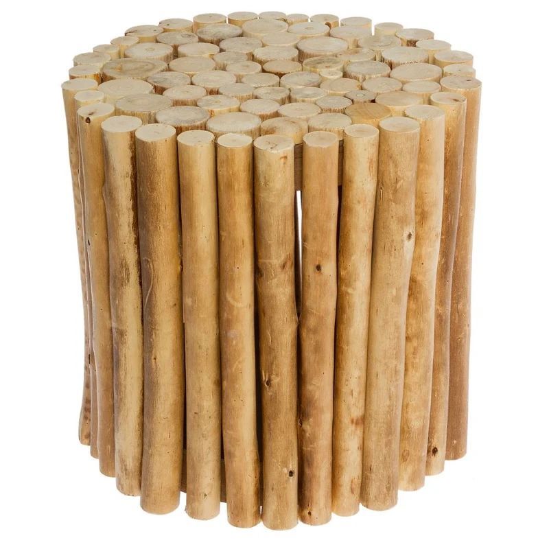 Natürlicher Holz Hocker NICA rund 30cm Beistelltisch natural Pinie