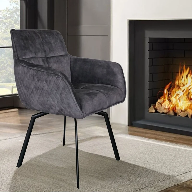 Exquisiter Drehstuhl 360° + Return-Funktion SPLENDID anthrazit Samt