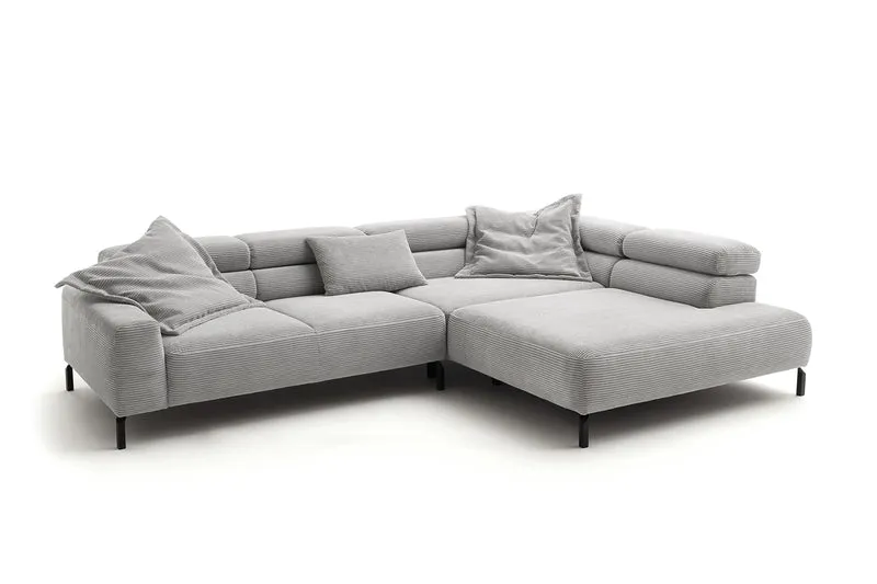 KAWOLA Sofa DELIA Ecksofa Cord hellgrau