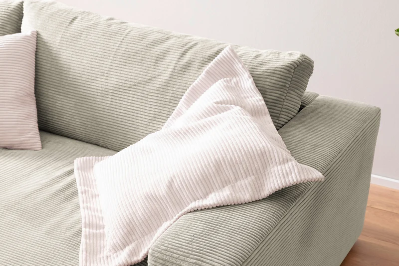 KAWOLA Big Sofa MADELINE Cord steingrau