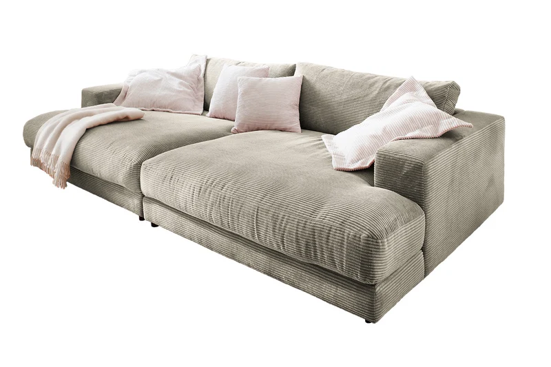 KAWOLA Big Sofa MADELINE Cord steingrau