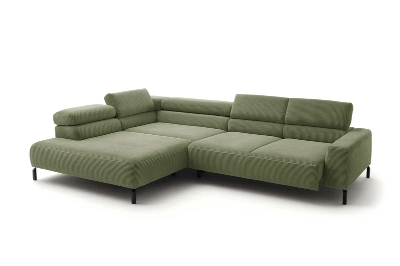 KAWOLA Sofa DELIA Ecksofa Cord olivgrün