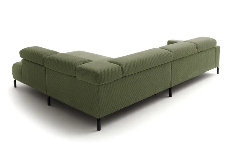 KAWOLA Sofa DELIA Ecksofa Cord olivgrün