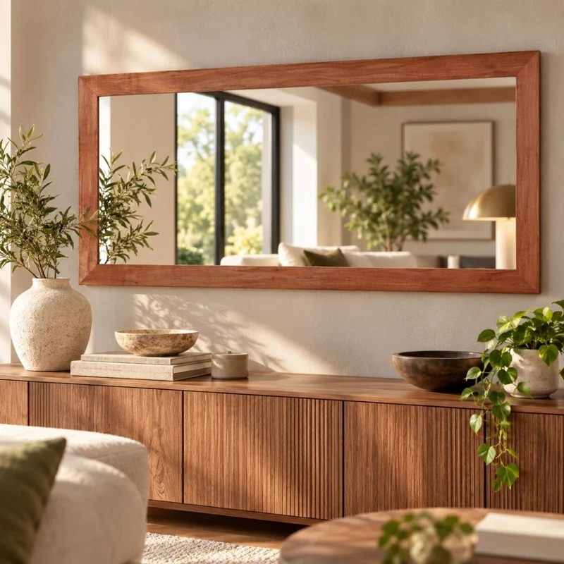 Massivholz Wandspiegel MADEIRA Dark-Brown 160x60cm