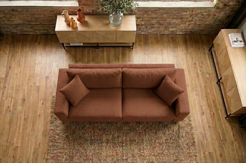 KAWOLA Sofa AMINA 3-Sitzer Stoff cognac