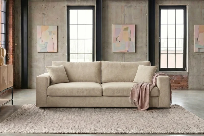 KAWOLA Sofa AMINA 3-Sitzer Stoff cremeweiß