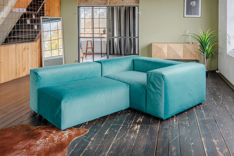 KAWOLA Sofa MIA Modulares Sofa 6-tlg. Velvet grün