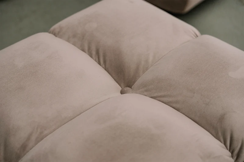 KAWOLA Sitzgruppe VIVIEN Ecksofa Drehsessel Hockerbank Velvet sand