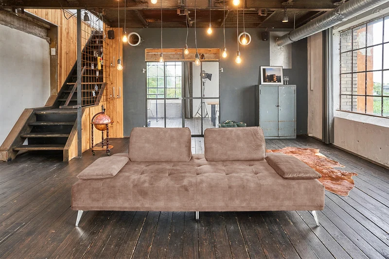 KAWOLA Sofa WIOLO Schlafsofa Daybed velvet taupe