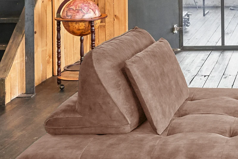 KAWOLA Sofa WIOLO Ecksofa velvet mit Hocker taupe