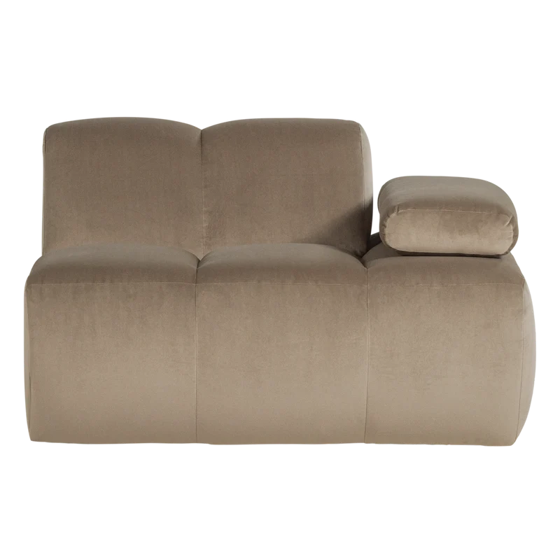 Mojo 1-Sitzer-Element Armlehne rechts Samt Khaki