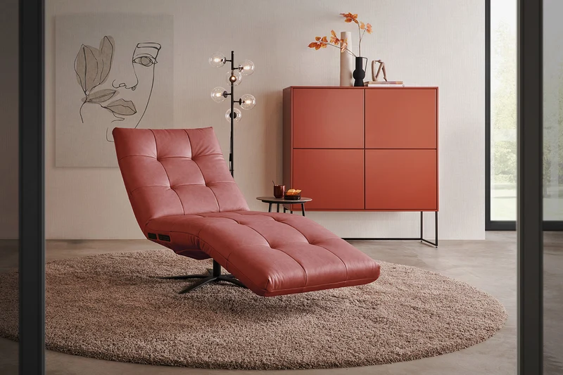 KAWOLA Relaxliege LETICIA motorisch Leder rot