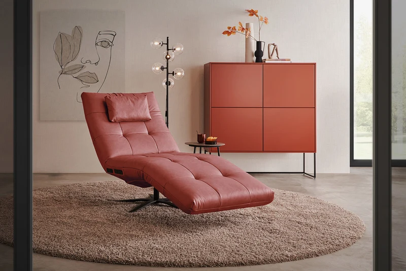 KAWOLA Relaxliege LETICIA motorisch Leder rot