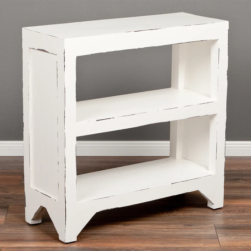 Massivholz Regal REOL 75cm Antik-Weiß Mahagoni