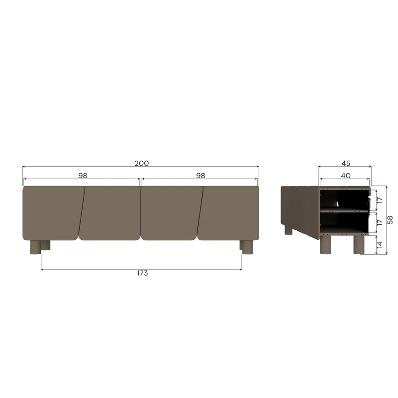 Root tv-möbel 200 cm kiefer truffle braun