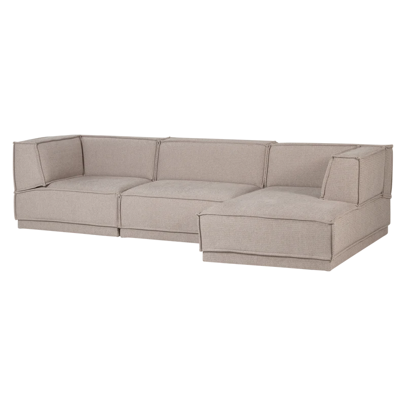 Manu chaise longue sofa rechts grob chenille natur