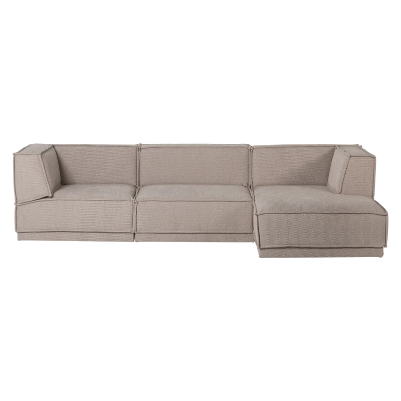Manu chaise longue sofa rechts grob chenille natur