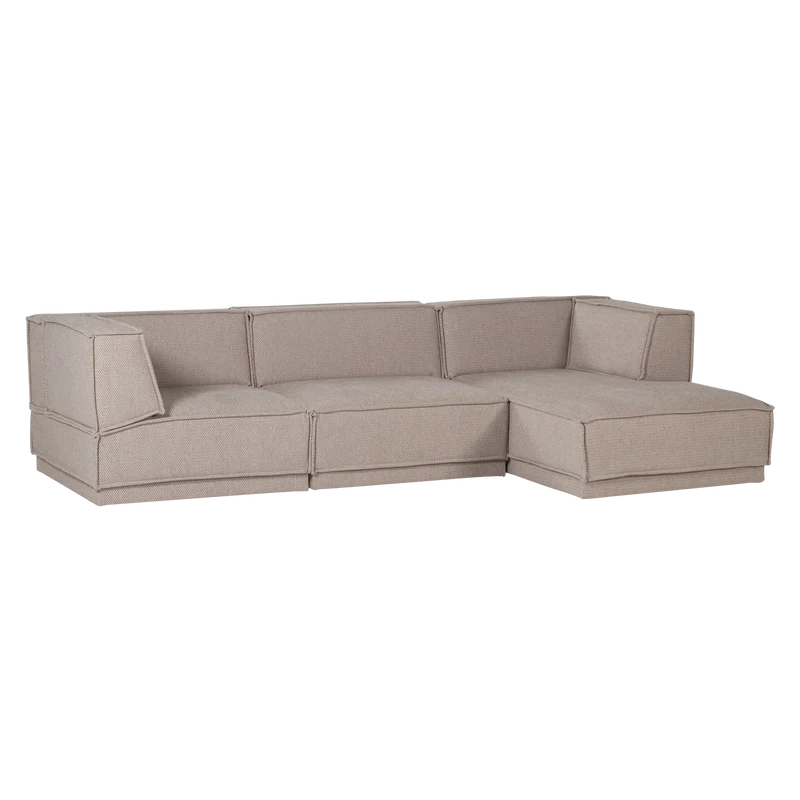 Manu chaise longue sofa rechts grob chenille natur