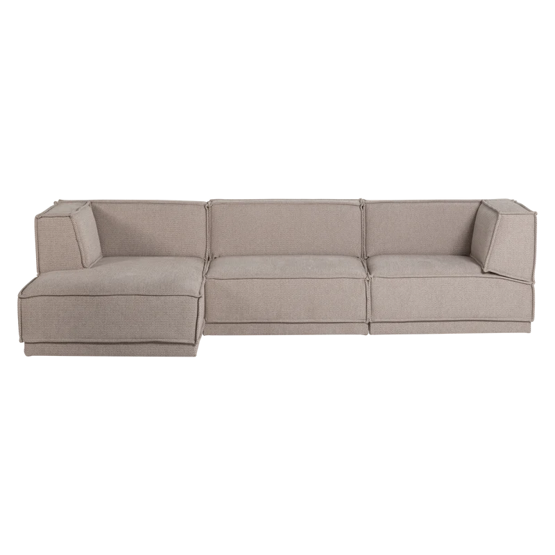 Manu chaise longue sofa links grob chenille natur