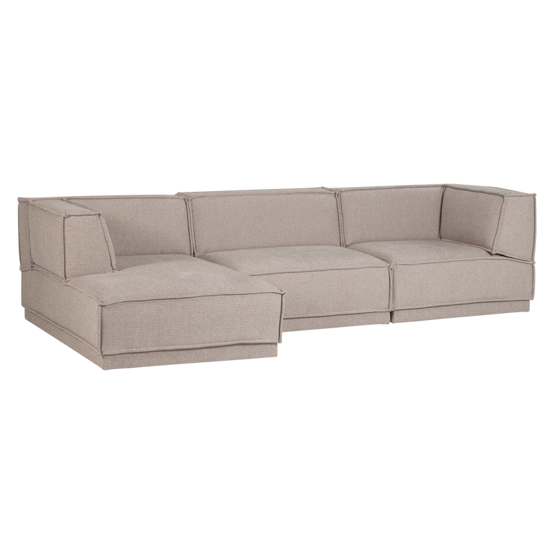 Manu chaise longue sofa links grob chenille natur