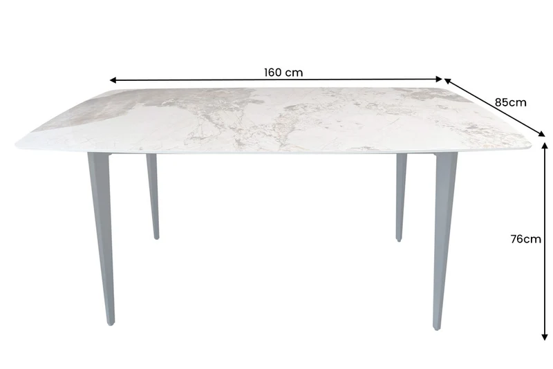 Eleganter Esstisch VENEZIA 160cm weiss Marmor-Optik Keramik