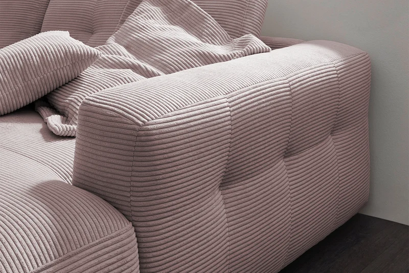 KAWOLA Sofa MIKA Ecksofa Cord rosa