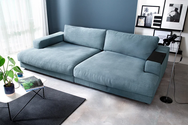 KAWOLA Big Sofa MADELINE Stoff petrol