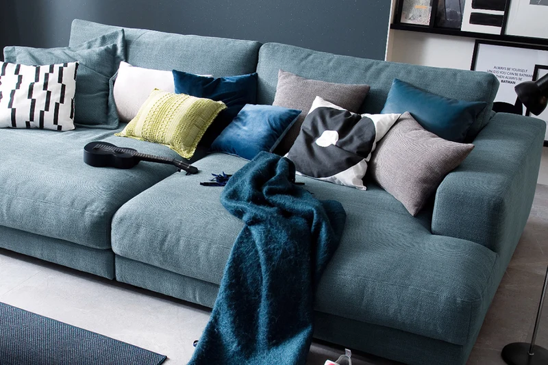 KAWOLA Big Sofa MADELINE Stoff petrol