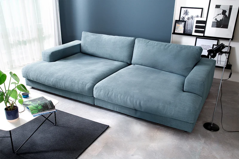 KAWOLA Big Sofa MADELINE Stoff petrol