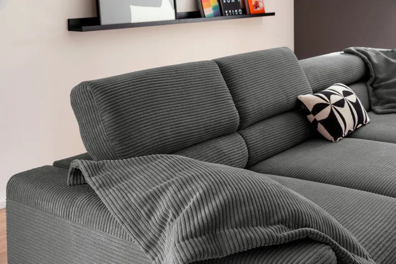 KAWOLA Sofa DELIA Ecksofa Cord grau