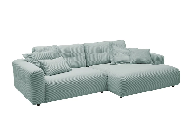 KAWOLA Sofa MIKA Ecksofa Cord hellblau
