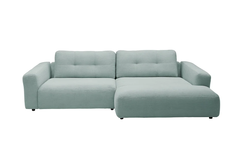 KAWOLA Sofa MIKA Ecksofa Cord hellblau