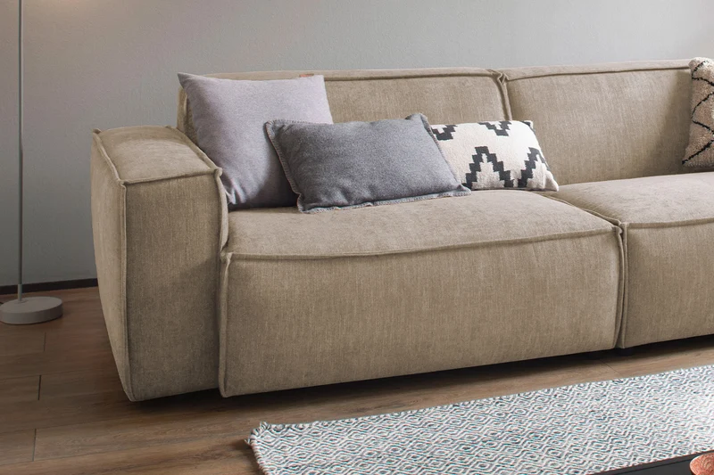 KAWOLA Sitzgruppe SAMU 3-Sitzer 2-Sitzer Chenille-Stoff taupe