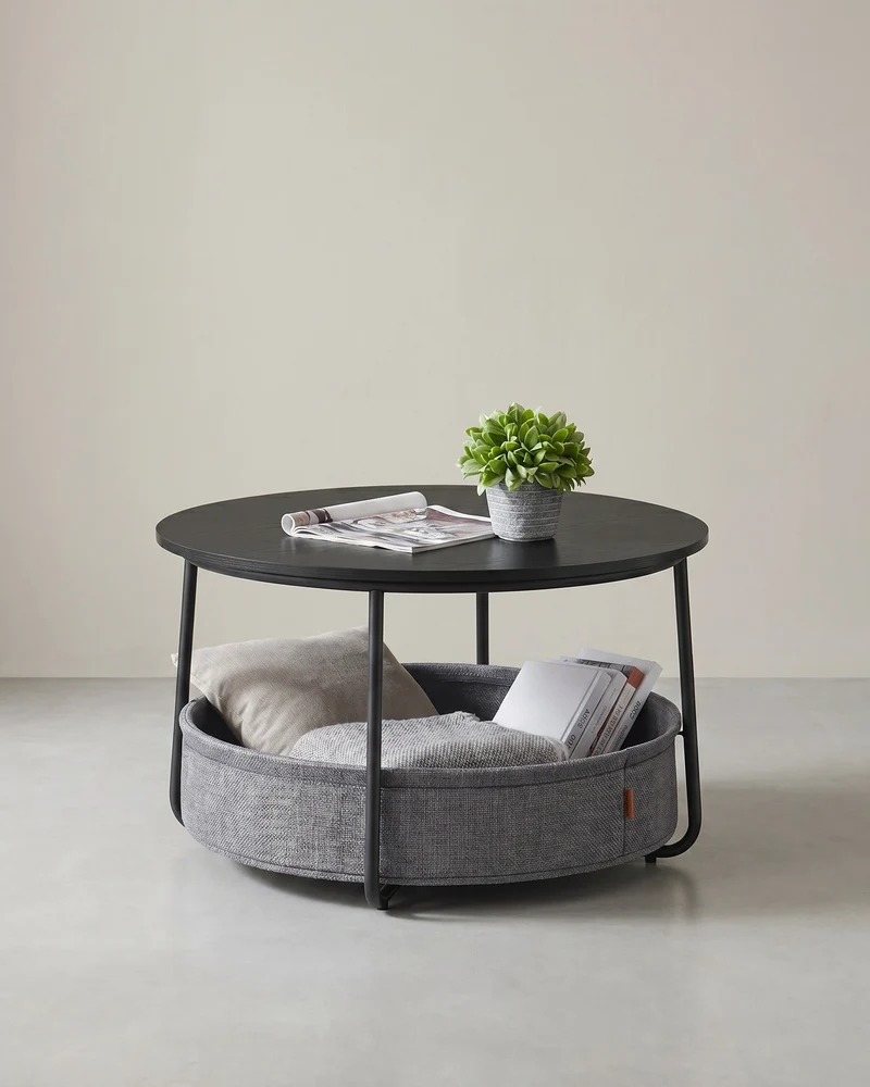 Runder Couchtisch mit Ablagekorb - Stilvoll und praktisch - 75 cm