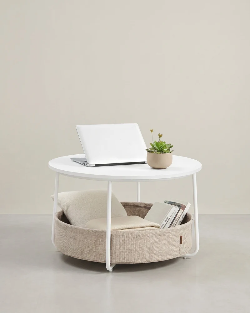 Runder Couchtisch mit Ablagekorb - Stilvoll und praktisch - 75 cm