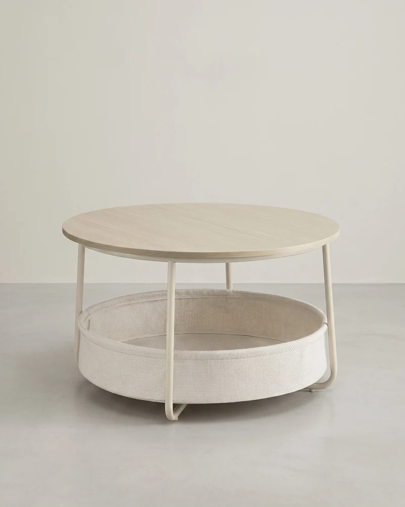 Runder Couchtisch mit Ablagekorb - Stilvoll und praktisch - 75 cm