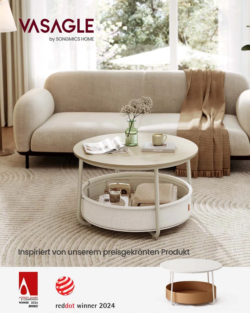 Runder Couchtisch mit Ablagekorb - Stilvoll und praktisch - 75 cm