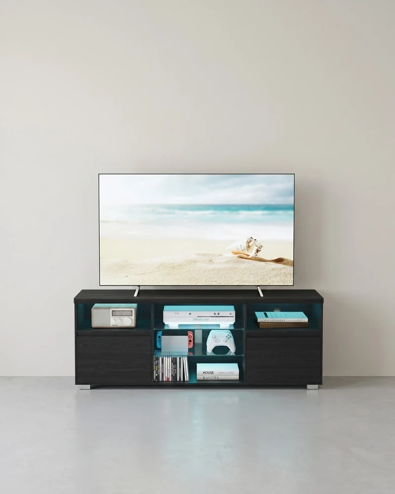 TV-Schrank mit LED-Beleuchtung und verstellbarem Stauraum
